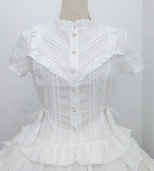 Sweet Angel - Elegant Lolita Short Sleeve Shirt, Waist Defining