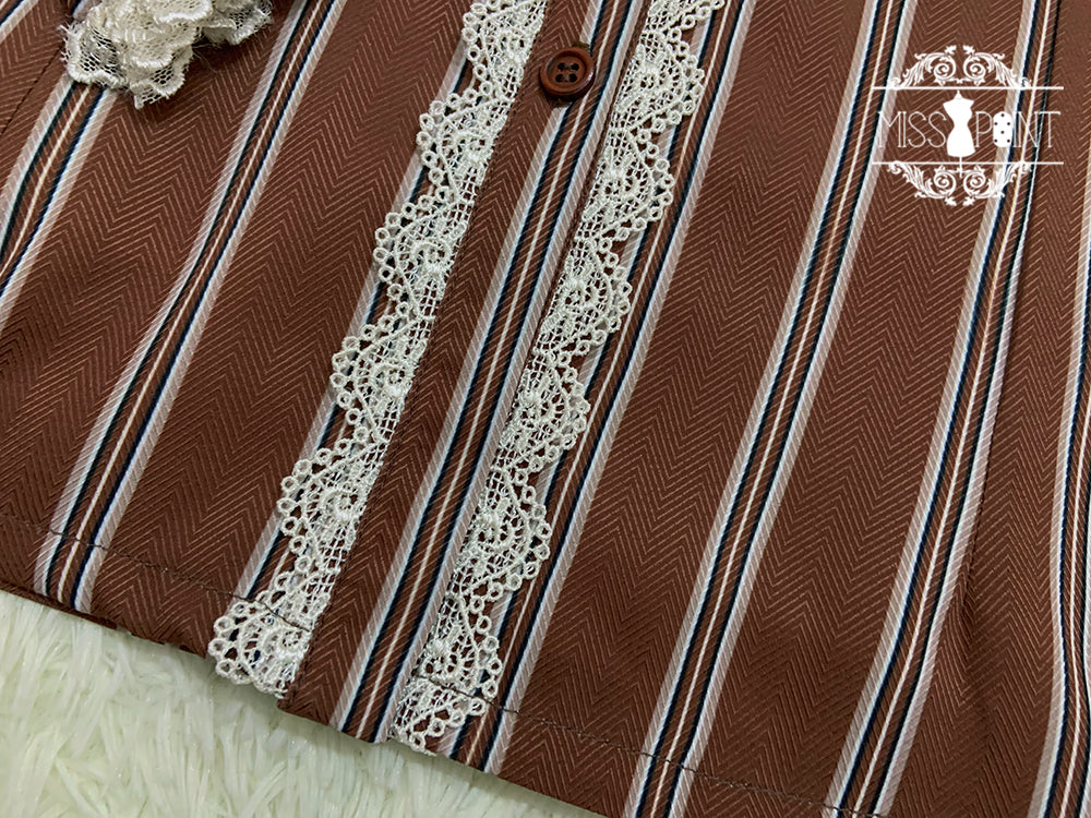 Miss Point - Chocolate Daily Light Sweet Stripe Lolita Blouse