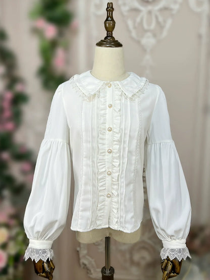 DMFS Lolita - Sweet Lolita Blouse Winter Doll Collar Shirt Long Sleeve Fit Top