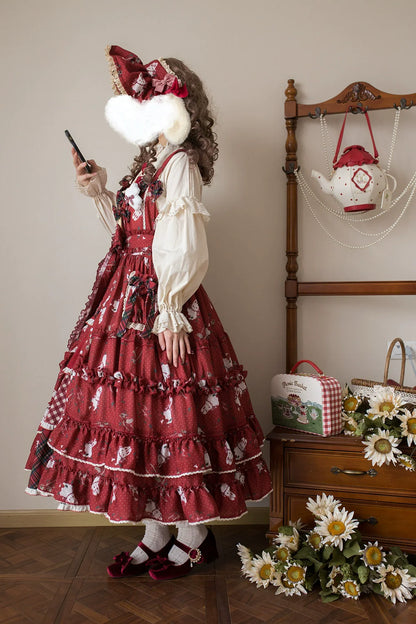 Miss Point - Forest Berry Bunny - Sweet Lolita JSK Elegant Bunny Print Dress