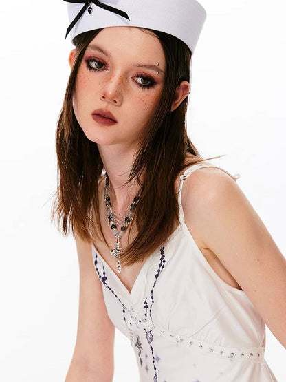 Printed suspender dress【s0000008433】