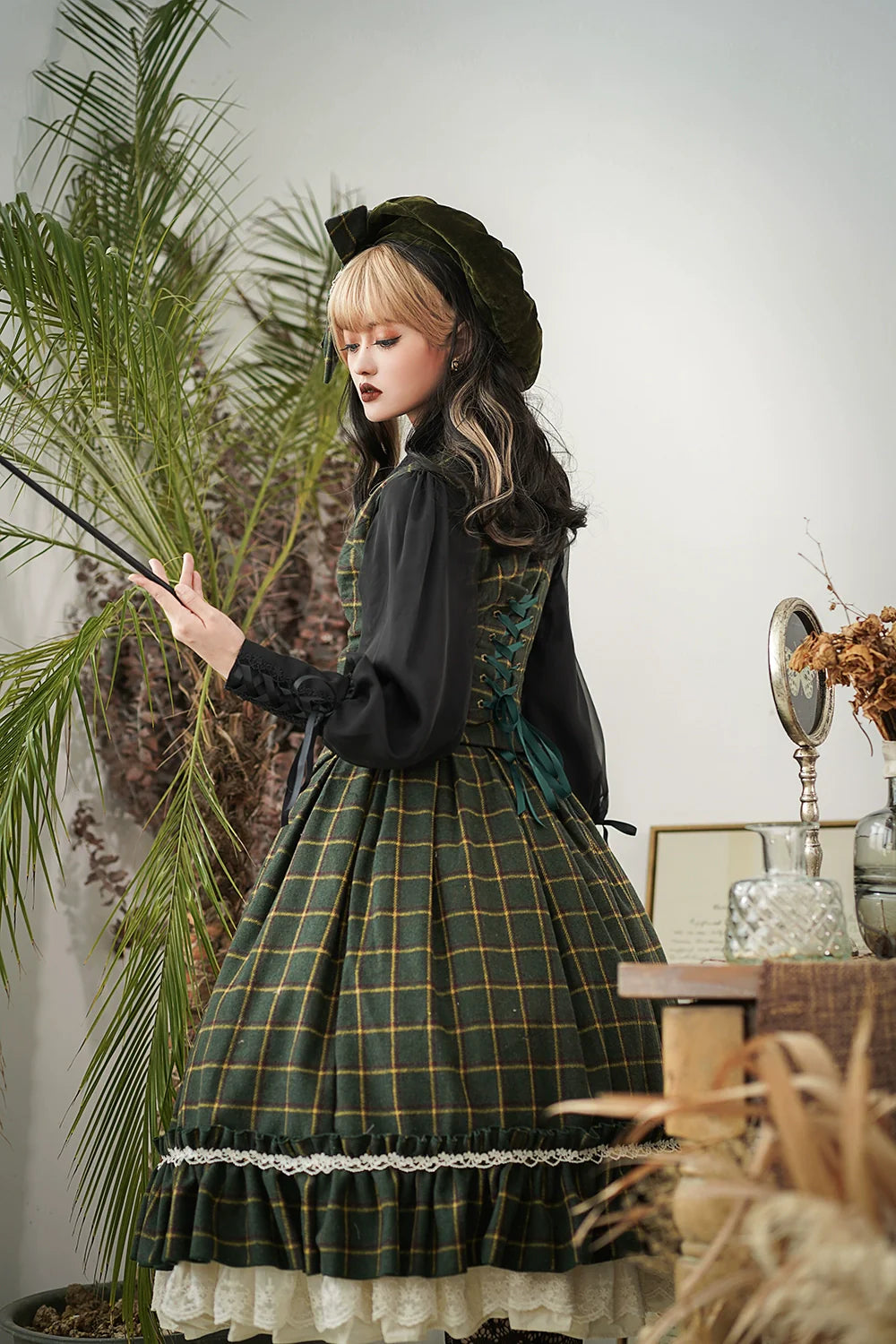 Miss Point - Rose - Elegant Lolita Pliad Print Vest Customized