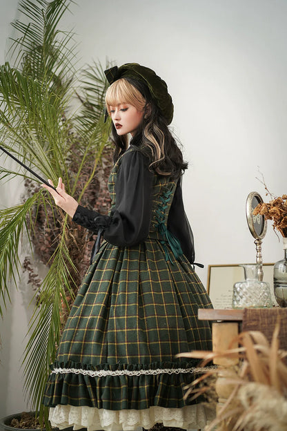 Miss Point - Rose - Elegant Lolita Pliad Print Vest Customized