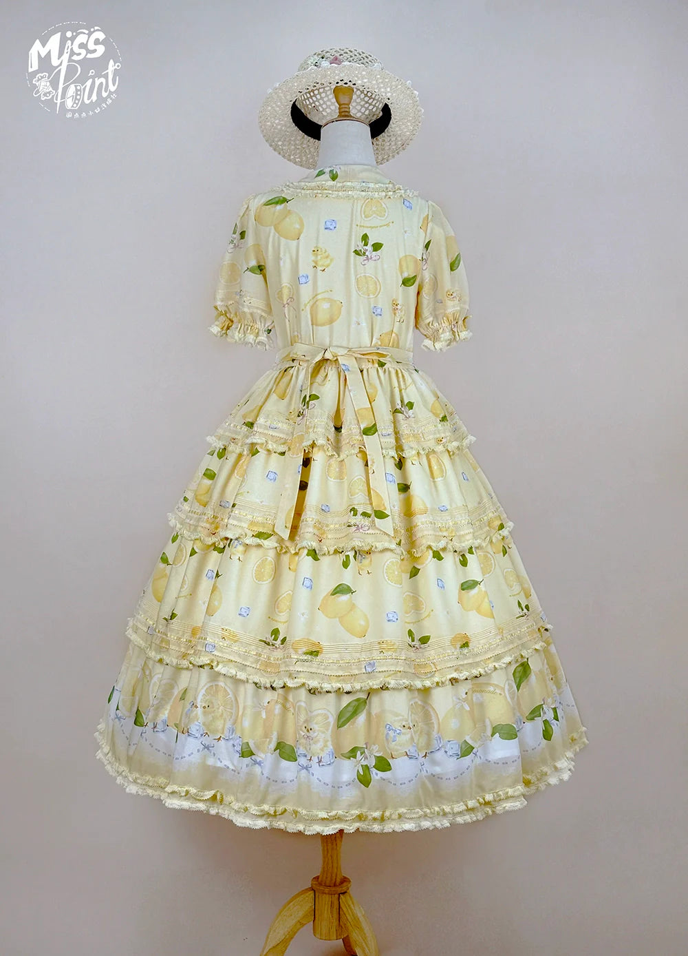 Miss Point - Lemon Chick - Country Lolita Printed OP With Button Front