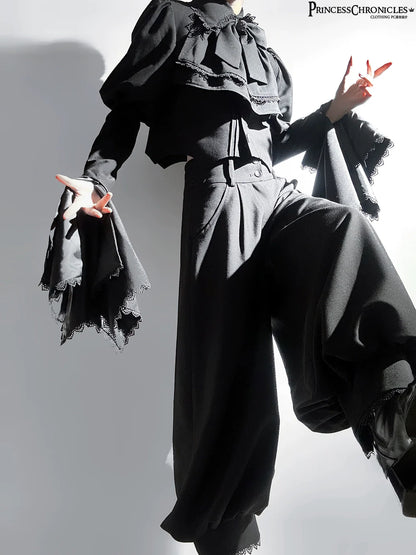Princess Chronicles - Sorcerer's law - Retro Gothic Lolita Coat Black Ninth Pants