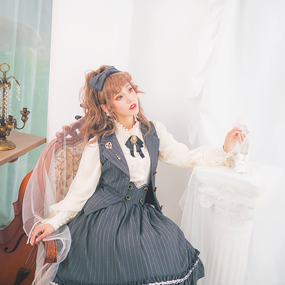 Miss Point - Rose Doll - Elegant Lolita Striped Fishbone Skirt