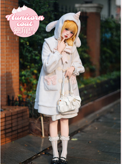 Forest Fluorescent Carps - Sweet Lolita Winter Coat Unicorn and Rabbit Ear Coat