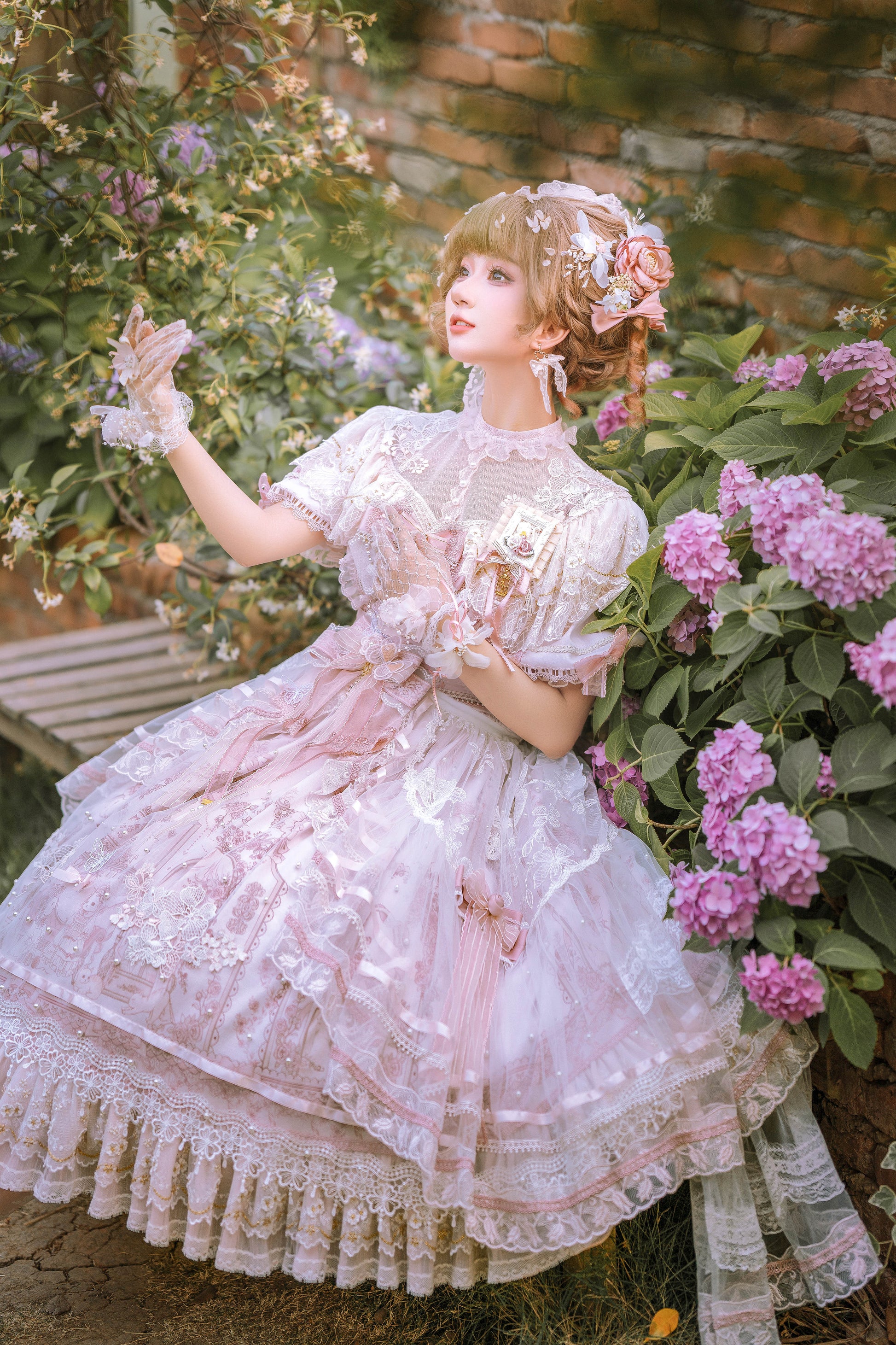 Garden Cat - Sunset Realm Lolita Bride Gorgeous OP FS