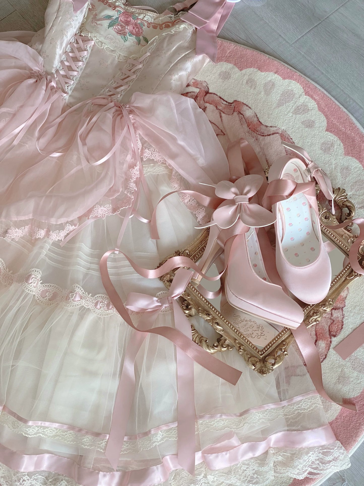 Pure Tea For Dream - Butterfly Specimen - Ballet Style Lolita Shoes Elegant Platform Lolita Heels