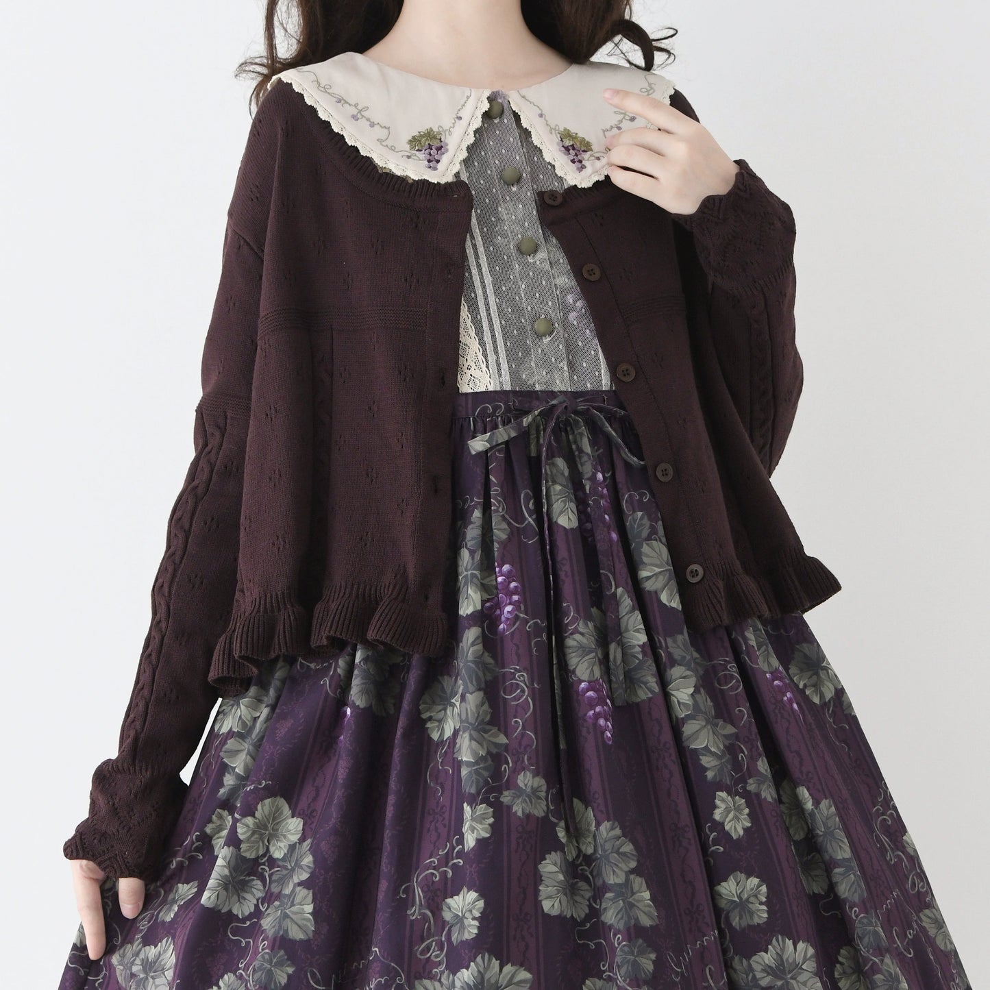 MIST - Kawaii Lolita Sweater Cardigan, Ruffled Lace Hem