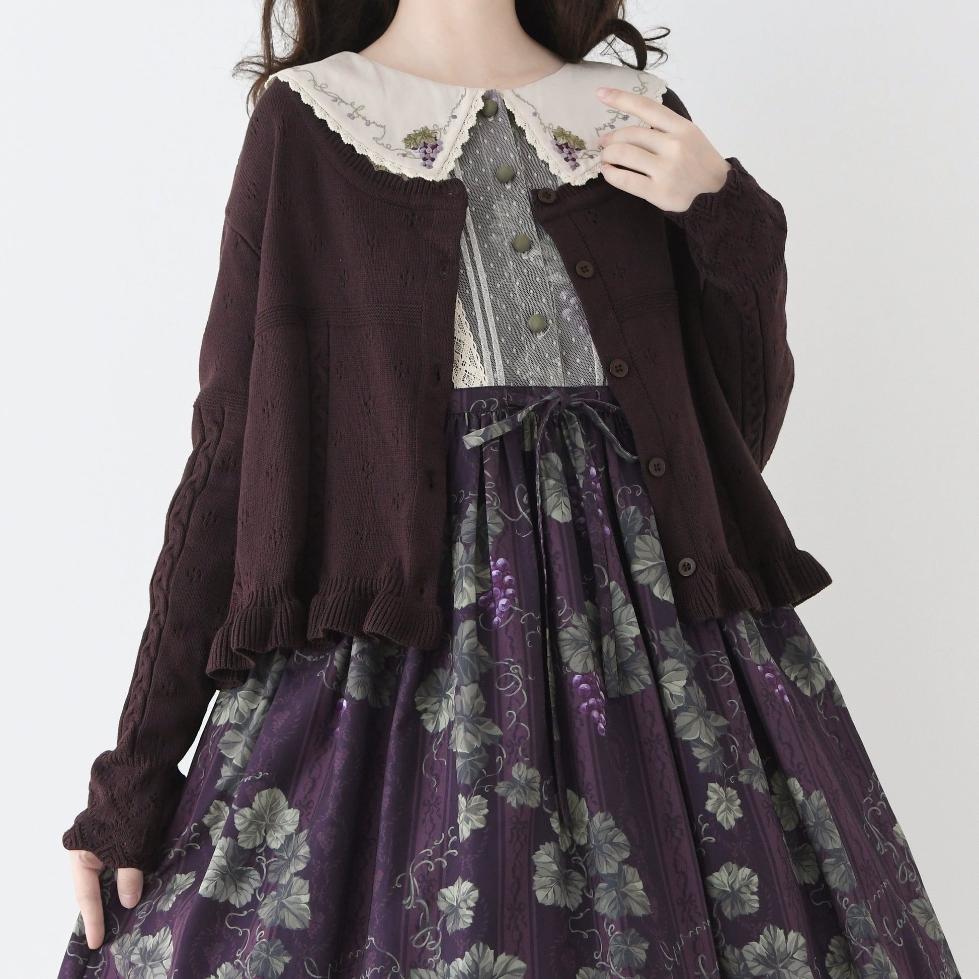MIST - Kawaii Lolita Sweater Cardigan, Ruffled Lace Hem