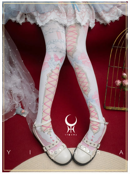 Yidhra - Gothic Lolita Pantyhose With Cute Prints