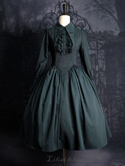 Lilizi - Redemption Song - Gothic Lolita OP Dress Cross Embroidery Tiered Hem