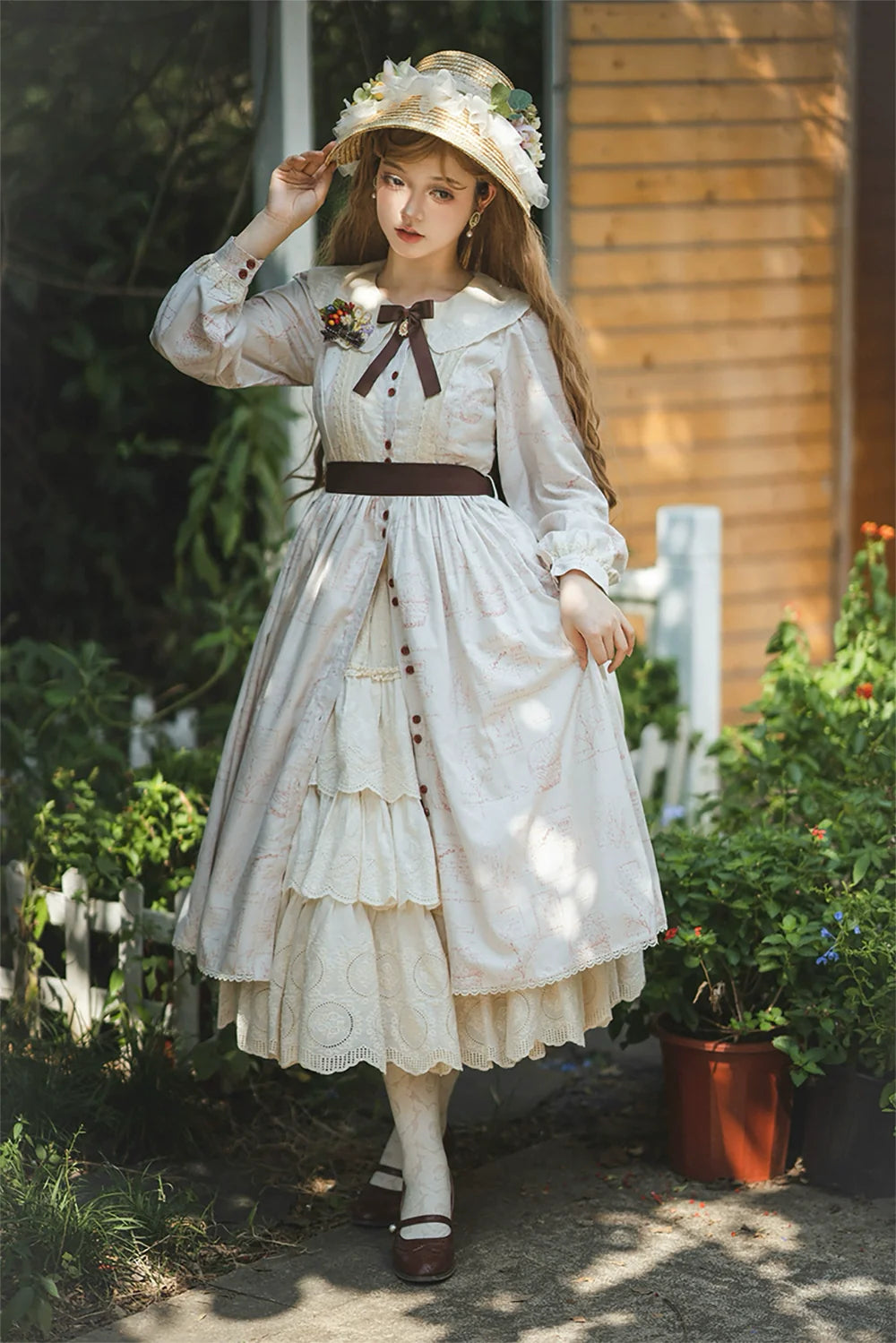 Miss Point - Chubby Fox in the Forest - Customized Lolita Skirt Embroidery Lace Cotton Lolita Skirt