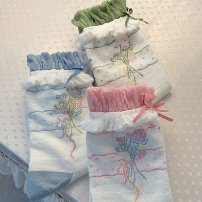 Roji Roji - Spring Floral - Sweet Cotton Lolita Ankle Socks