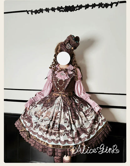 Alice Girl - Bear Chocolate Bar - Kawaii Lolita JSK & Salopette Dress