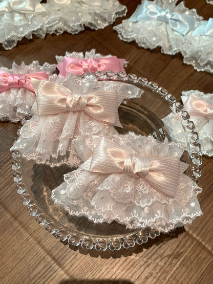 Roji Roji - Sweet Lolita Lace Bow Cuffs, Elastic Wrist