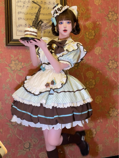 Sakurahime - Berry Bubble - Kawaii Lolita OP Tiered Ruffles Apron Lolita Dress