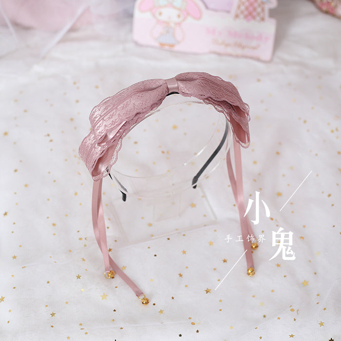 Xiaogui - Kawaii Lolita Bell KC Lace Bow Hair Accessory