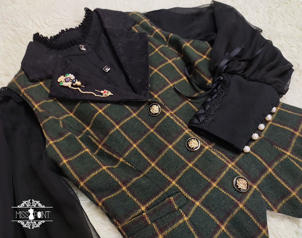 Miss Point - Rose - Elegant Lolita Pliad Print Vest Customized