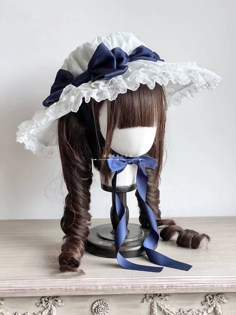 MAID - Vintage Lolita Hat Striped Lace Hat