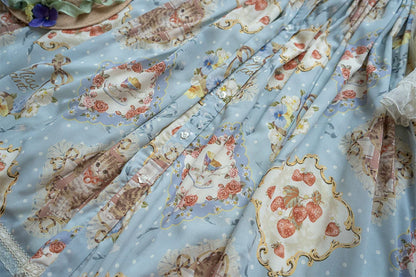 Miss Point - Cat Rose Tea - Sweet Lolita Skirt with Cute Prints Customized Size