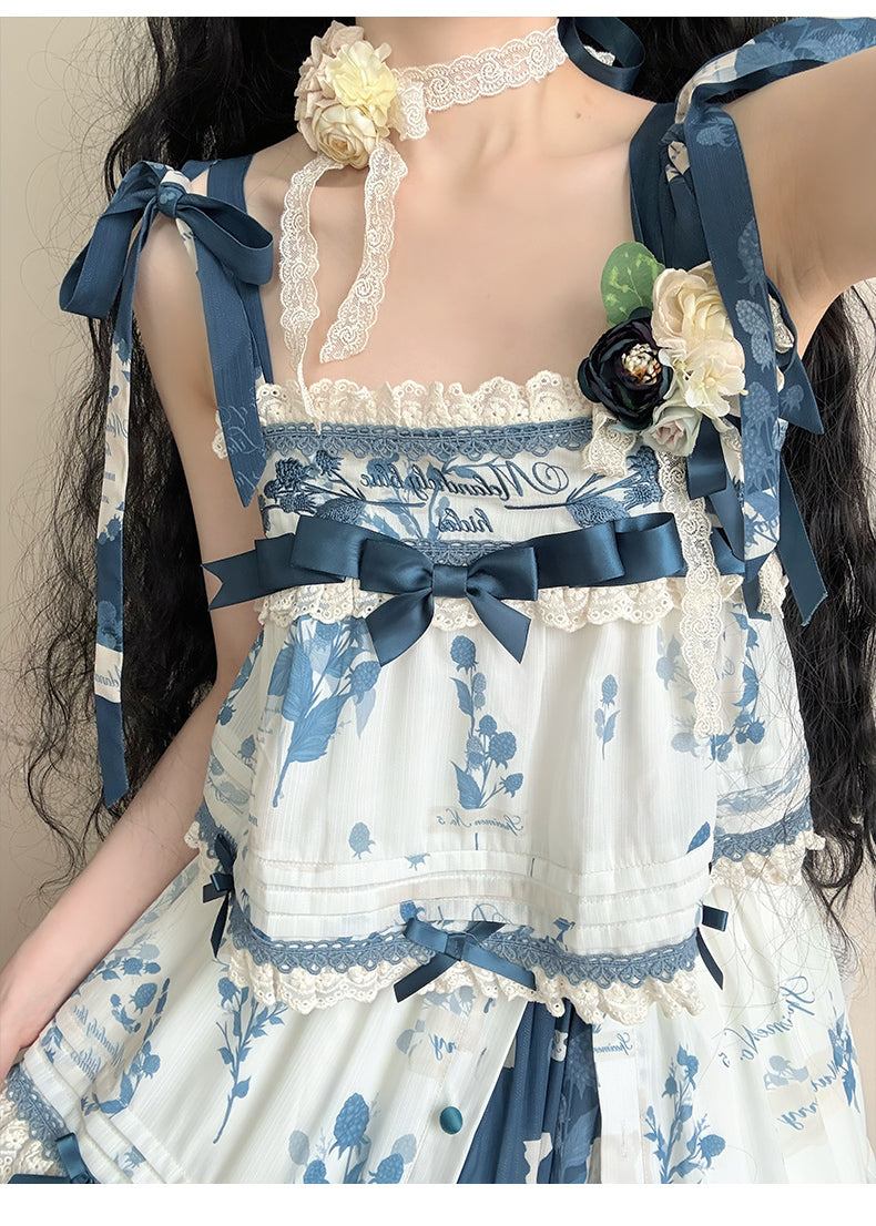 NanShengGe - Mulberry Poem - Country Lolita Printed Dress with Cardigan Set