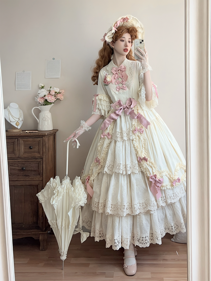 Miss Point - Lilyka Garden - Classic Lolita OP Dress Set Elegant Floral Wall Princess Sleeve