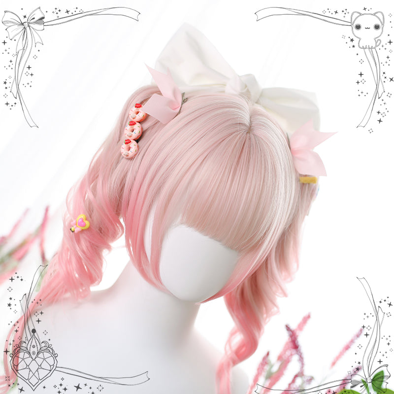 Dalao Home - Sweet Lolita Gradient Peach Pink Long Curly Wig