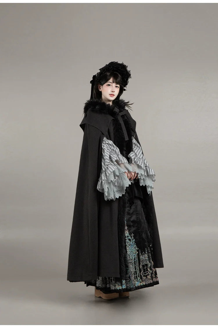 With PUJI - Letter and Poetry ﾂｷ Raven's Night Song - Gothic Lolita Black Cloak