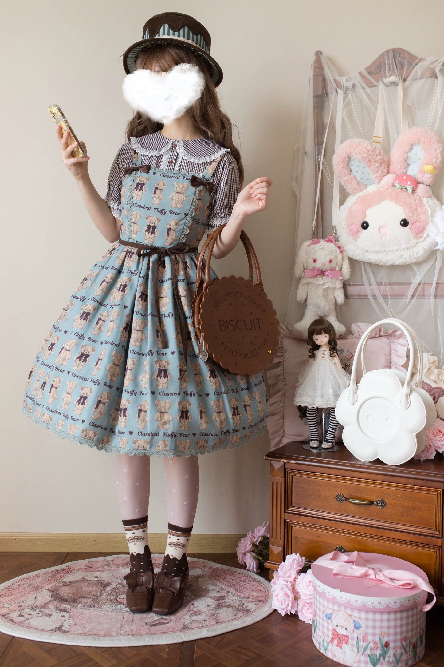 MIST - Kawaii Lolita Plaid Blouse With Cat Ear Peter Pan Collar