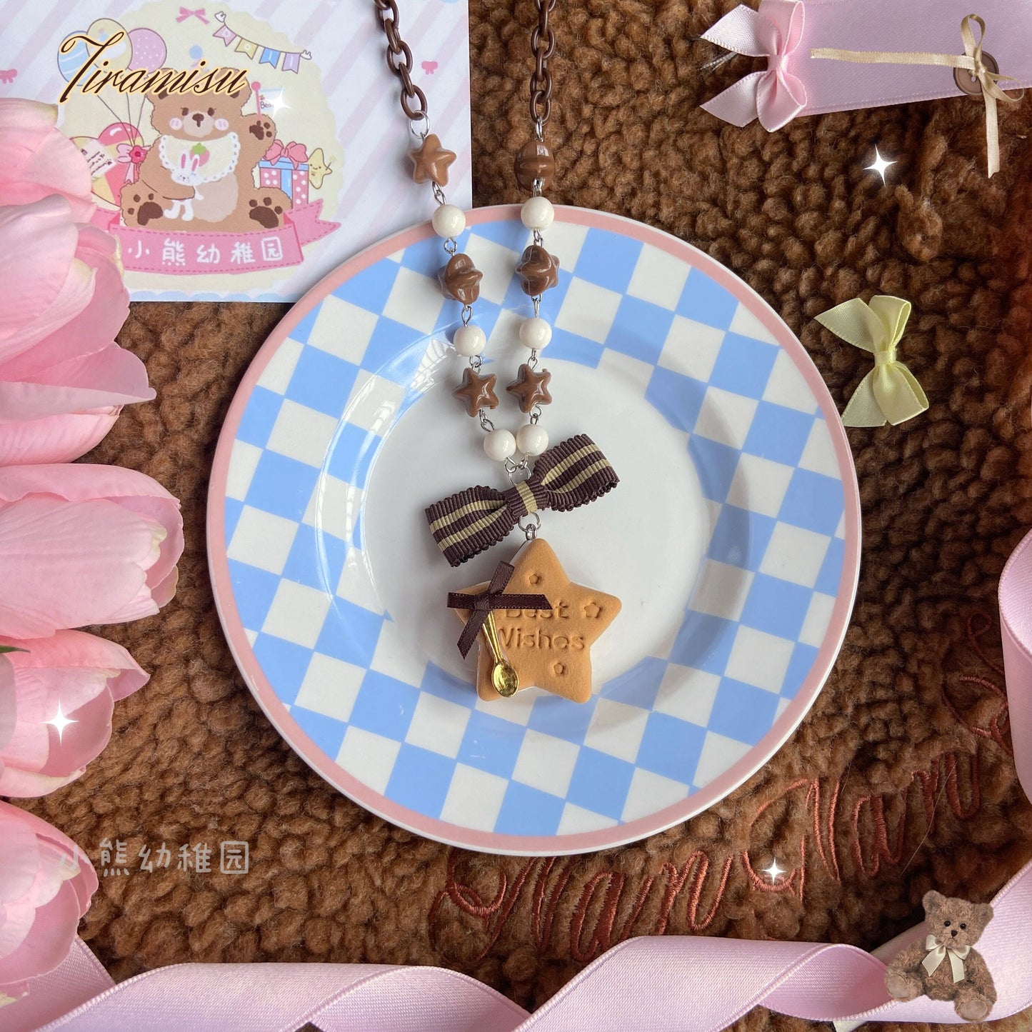 Bear Doll - Sweet Cookie Charm Set - Kawaii Lolita Necklace and Hairclip