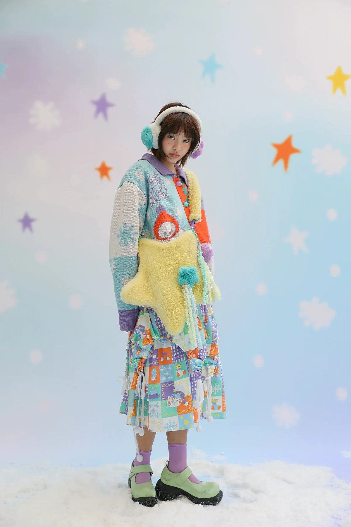 Frufru - Cute Lolita Bag Cartoon Stars Yellow Plush Bag