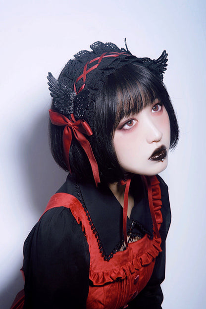 Strange Sugar - Handmade Gothic Lolita Black Red Hairband