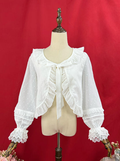 DMFS Lolita - Sweet Lolita Light Cardigan White Apricot Summer Cover-Up