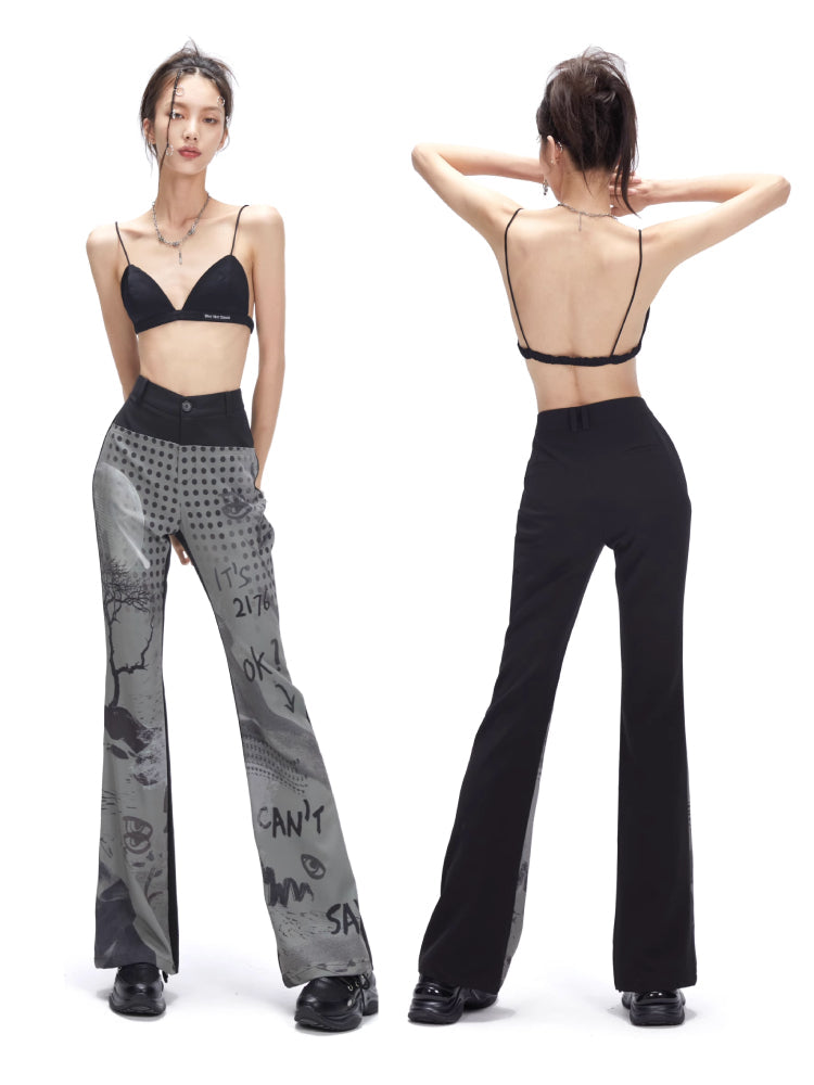 High waist slim flare pants【s0000006707】