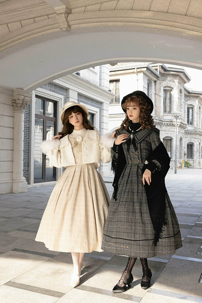ZeeYe - Maple Dan Bai Lu - Classic Lolita Plaid Dress Long Sleeved OP