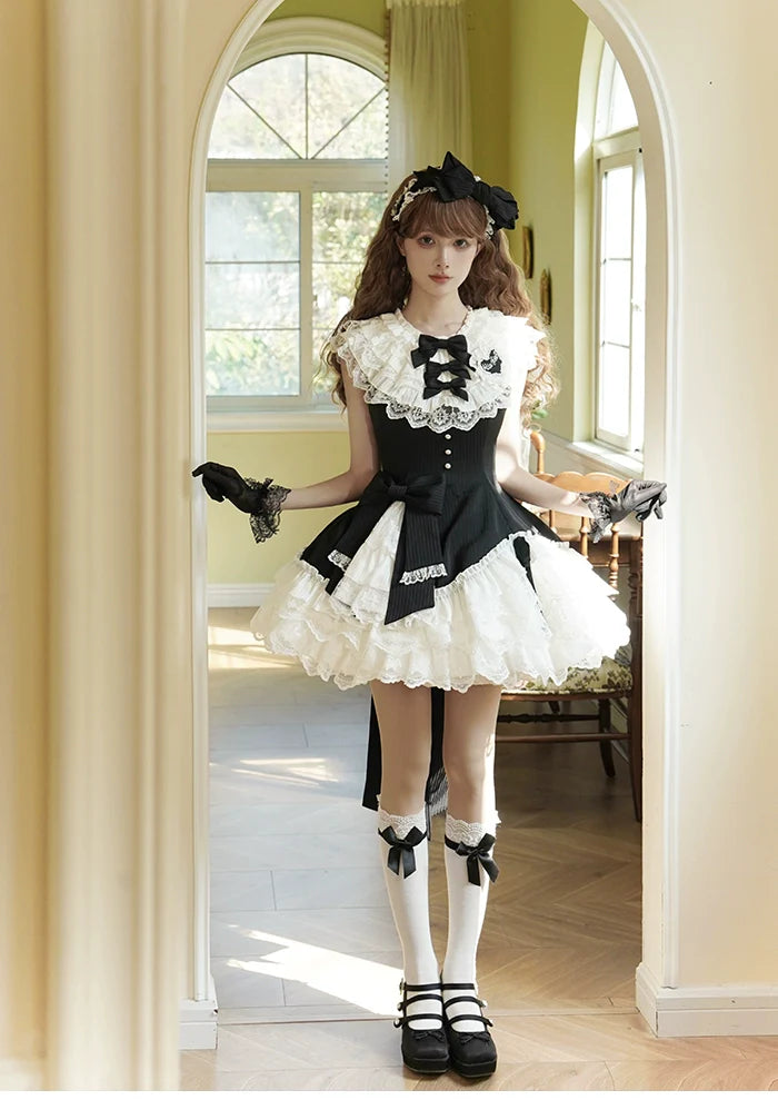 Alice Girl - Arrogant Miss - Sweet Lolita Jumper Dress with Tiered Lace Dress