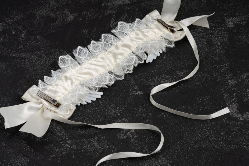 Strange Sugar - Gothic Lolita White Lace Angel Wings Hairband
