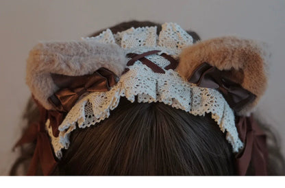 Besozealous - Handmade Lolita KC Animal Ear Coffee Hairband