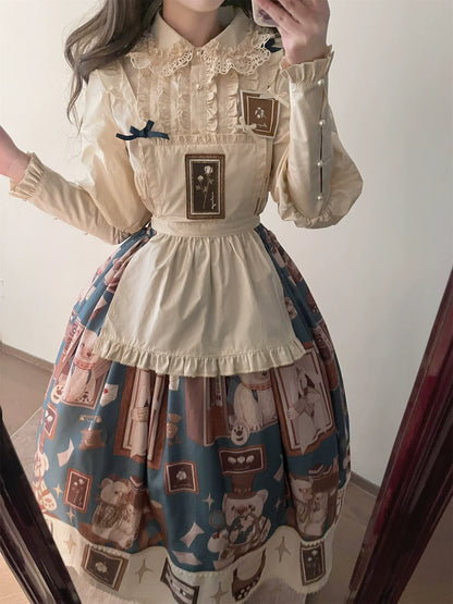 Babyblue - Gretel Bear - Vintage Lolita Dress Teddy Bear Prints Dress