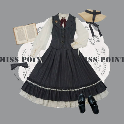 Miss Point - Rose Doll - Elegant Lolita Striped Fishbone Skirt