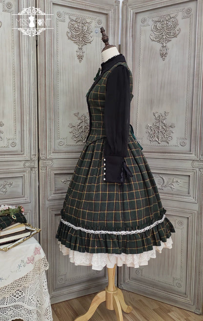 Miss Point - Rose - Elegant Lolita Fishbone Grid Skirt Customized