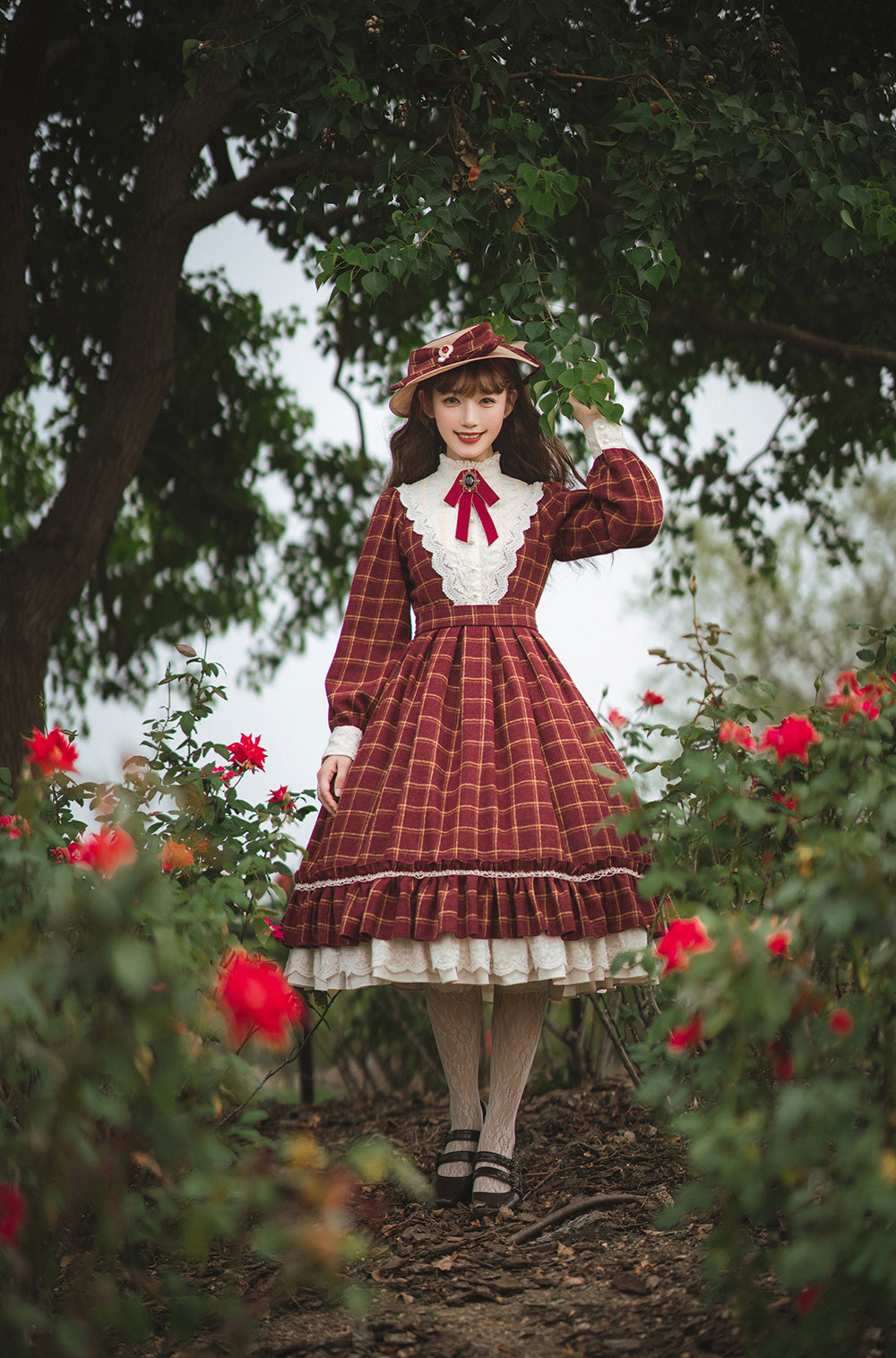 Miss Point - Rose Silhouette 3.0 - Plaid Vintage Classic Lolita OP