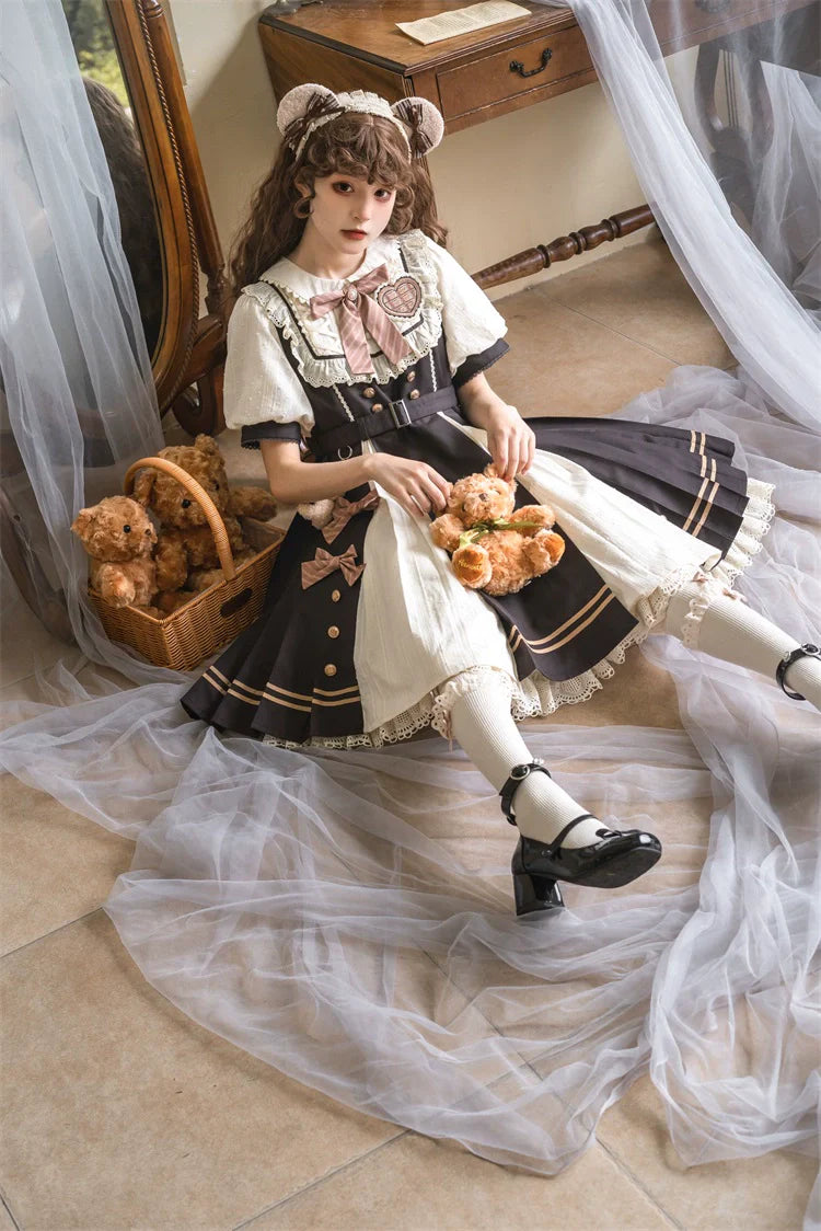 Letters from Unknown Star - Chocolate Workshop - Elegant Lolita OP Daily Short Sleeve Dress