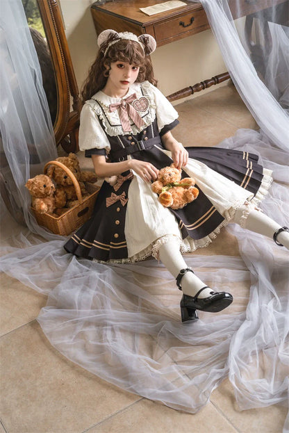 Letters from Unknown Star - Chocolate Workshop - Elegant Lolita OP Daily Short Sleeve Dress