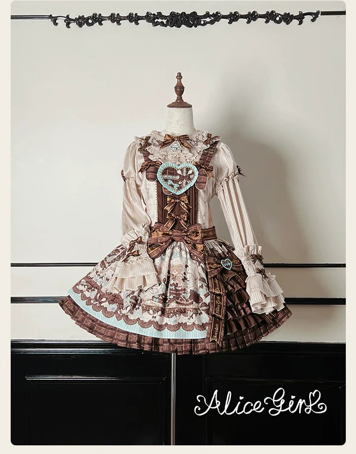 Alice Girl - Bear Chocolate Bar - Kawaii Lolita JSK & Salopette Dress