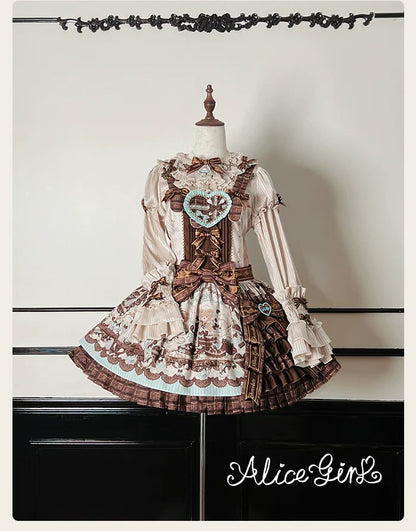 Alice Girl - Bear Chocolate Bar - Kawaii Lolita JSK & Salopette Dress