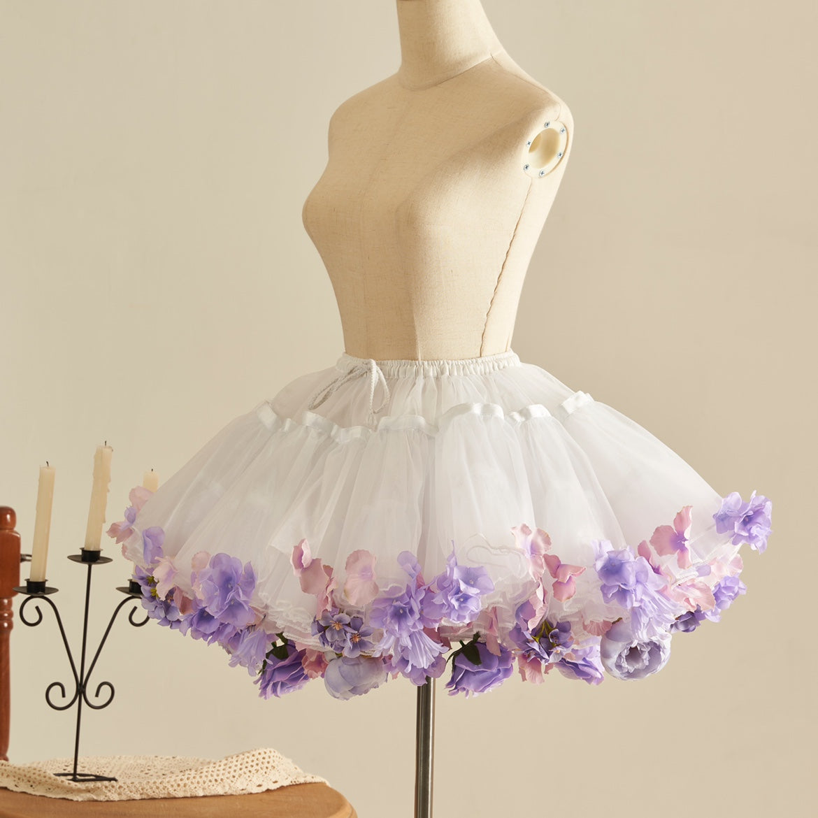 Sky Rabbit - Floral Lolita Petticoat with Detachable Trim
