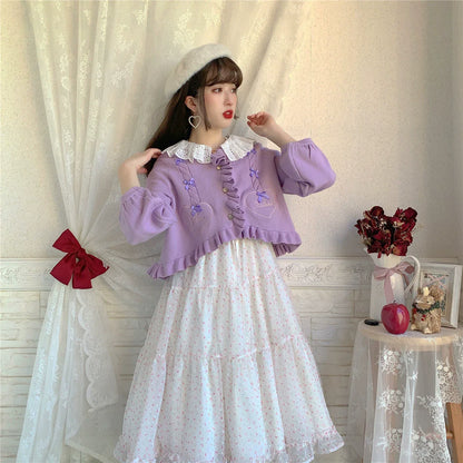 Dark Star Island - Sugar Frost - Sweet Lolita Cardigan Knit Embroidered Sweater